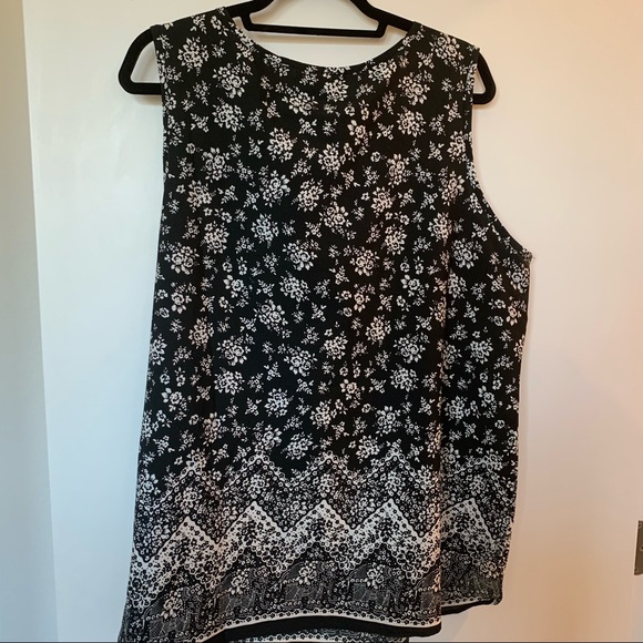 Womens Plus Size Speed Limit MPH Black & White Floral Tank Top 2X - Picture 8 of 16